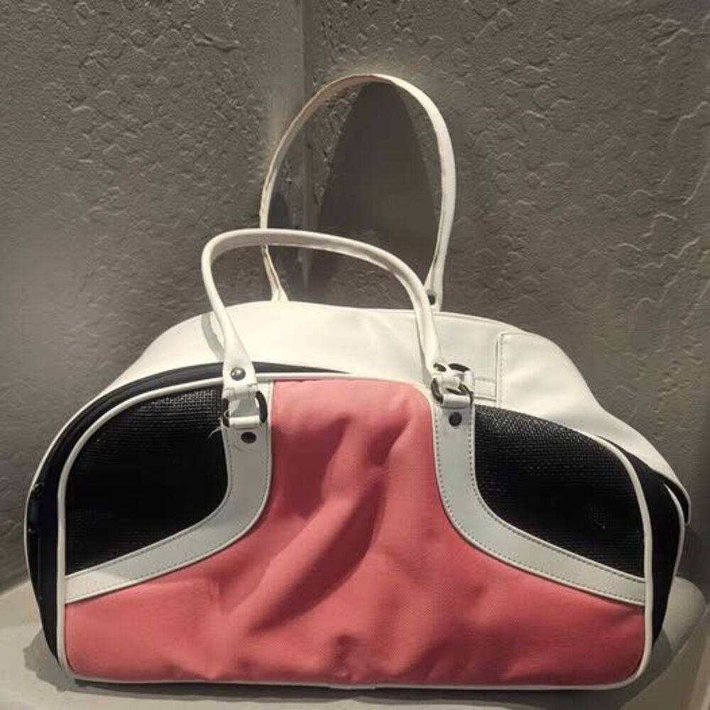 White Pink Black Pet Carrier Bag